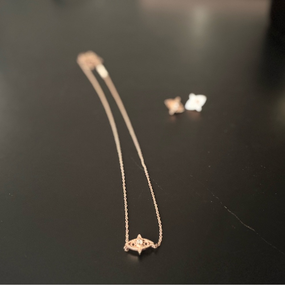 sold - Kendra Scott | Rose gold evil eye necklace and stud earrings | like new